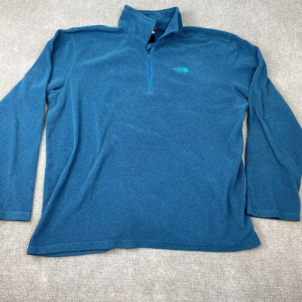 The North Face Polartec Classic Fleece Jacket Men's XL Blue Quarter Zip Pullover